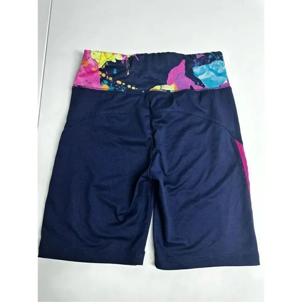 Justice Girls Shorts Logo Printed Navy Blue Pink Size M (10)